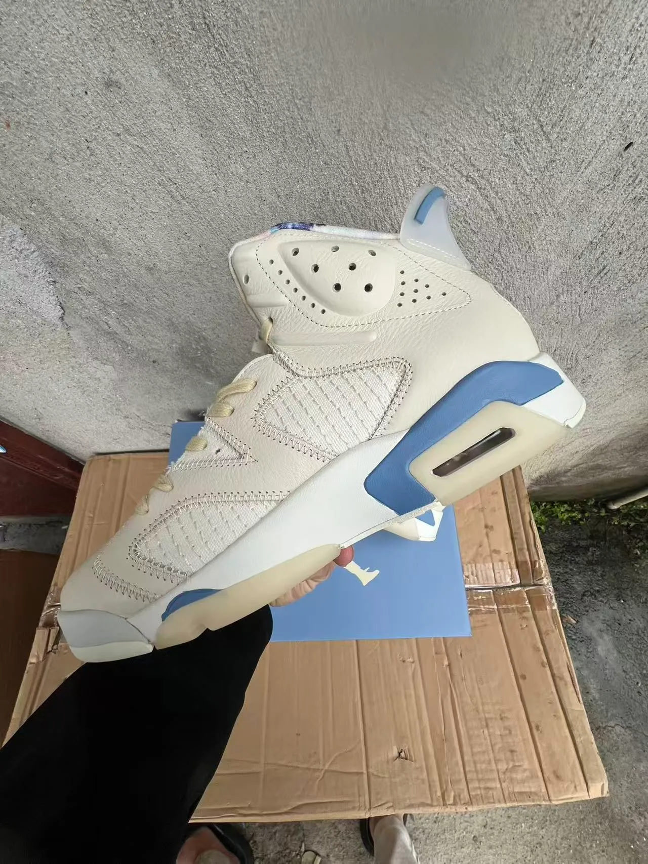 Air Jordan 6 Off-White and Light Blue Basketball Shoes 5
