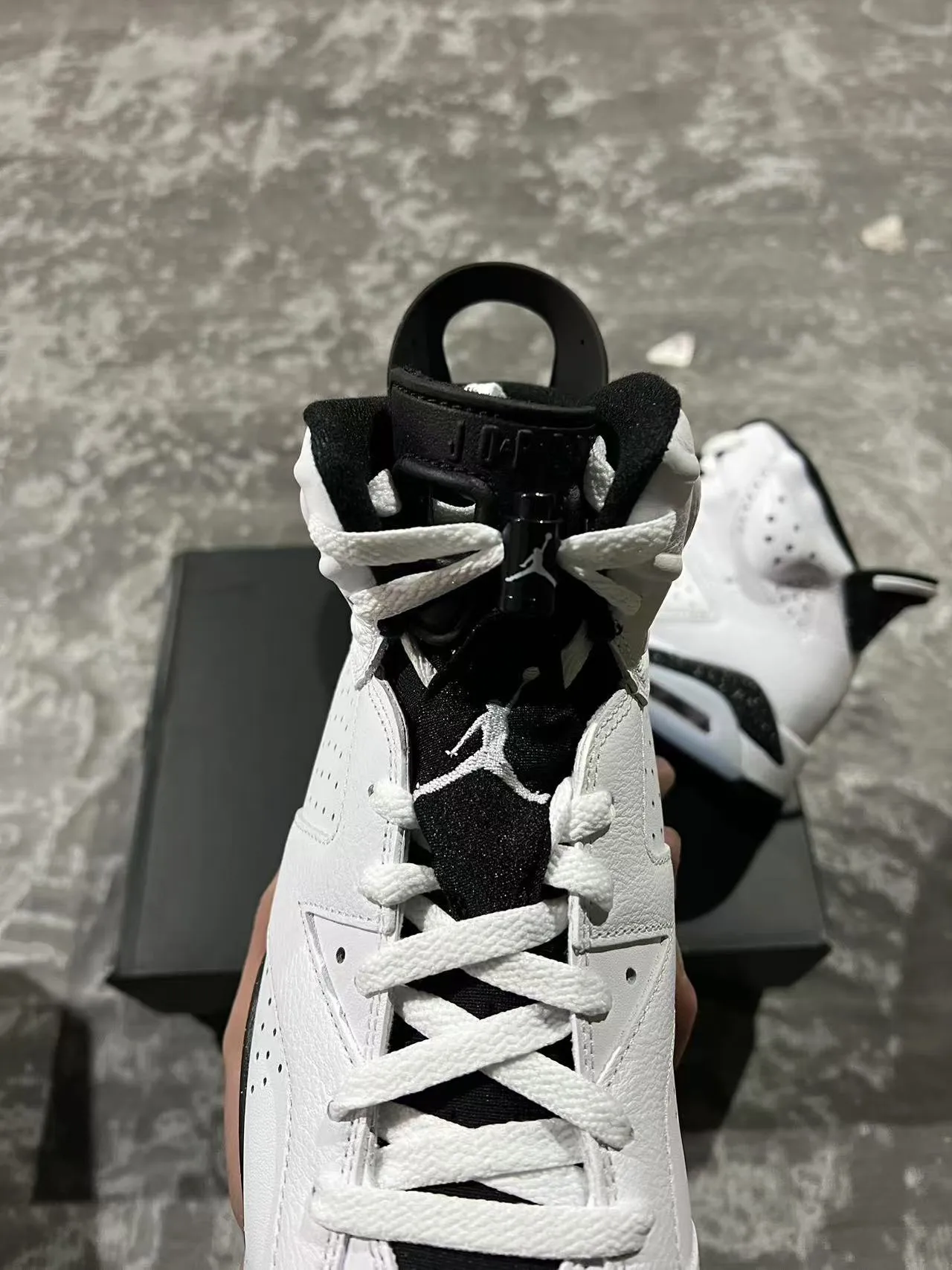 Air Jordan 6 White Black Speckle Basketball Shoes 4