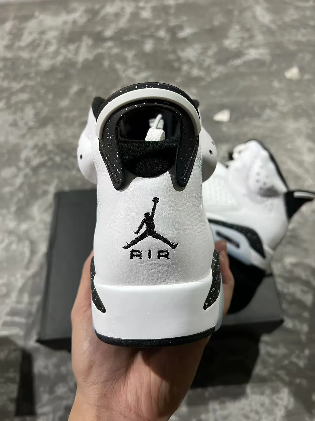 Air Jordan 6 White Black Speckle Basketball Shoes 8