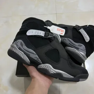 Air Jordan 8 Black and Metallic Silver Basketball Shoes