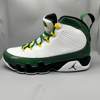 Air Jordan 9 Oregon Ducks White Green Yellow Basketball Shoes