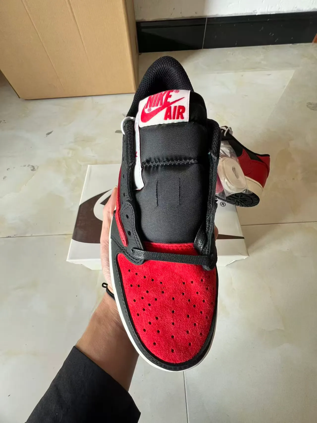 Air Jordan Black Red Low-Top Leather Upper Basketball Shoes 10