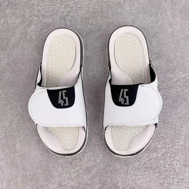 Chinelos slide Air Jordan Hydro 1 branco e preto 4