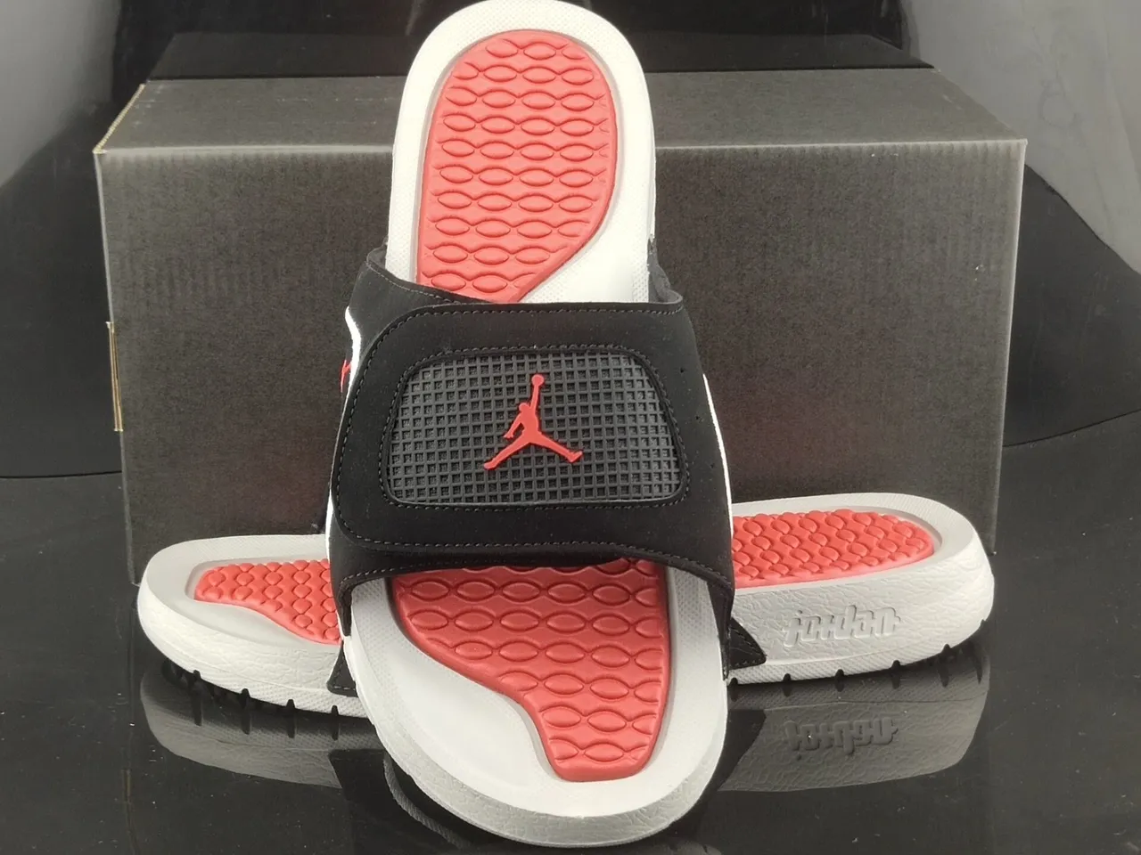 Air Jordan Hydro 6 Black White Red Slide Slippers 2