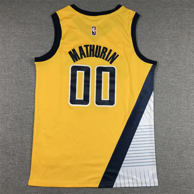 Air Jordan Indiana Pacers City Edition Yellow Navy Basketball Jersey 3