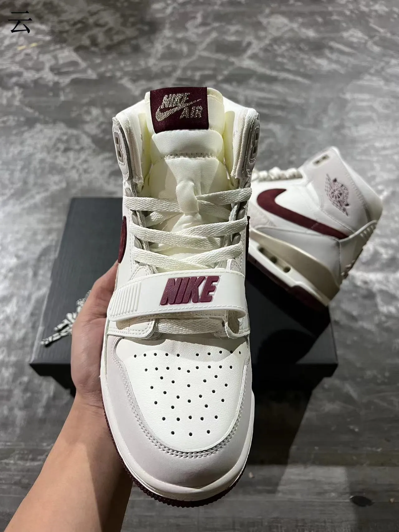 Air Jordan Legacy 312 Off-White Burgundy Metallic Gold Basketball Shoes 3