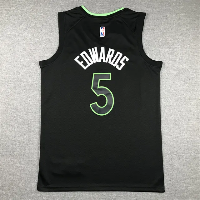 Air Jordan Minnesota Timberwolves City Edition Maillot Noir Vert Néon 3