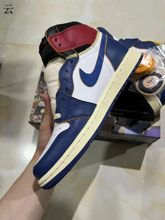 Air Jordan Navy White High-Top Leather-Paneled Basketball Shoes 5