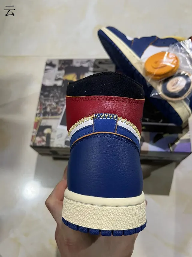 Air Jordan Navy White High-Top Leather-Paneled Basketball Shoes 8