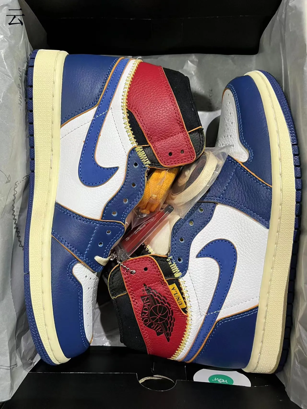 Air Jordan Navy White High-Top Leather-Paneled Basketball Shoes 9