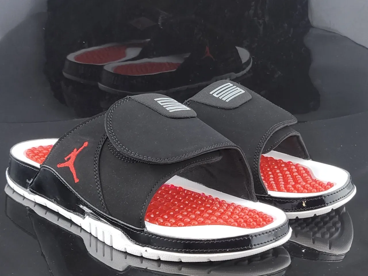 Air Jordan Slide Black White Red Podded Outsole Slippers 4