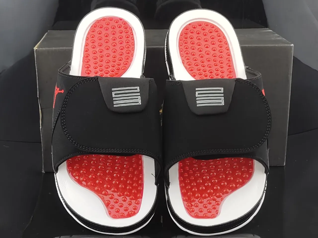 Air Jordan Slide Black White Red Podded Outsole Slippers 5