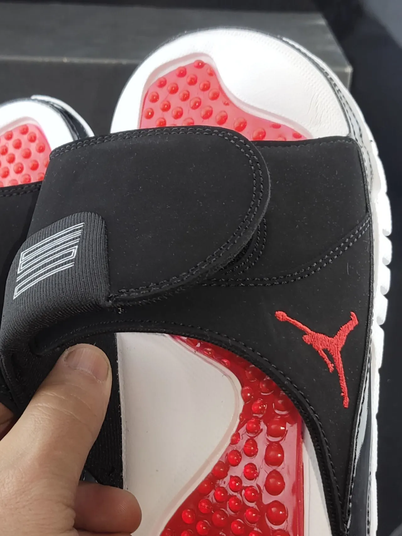 Air Jordan Slide Black White Red Podded Outsole Slippers 6