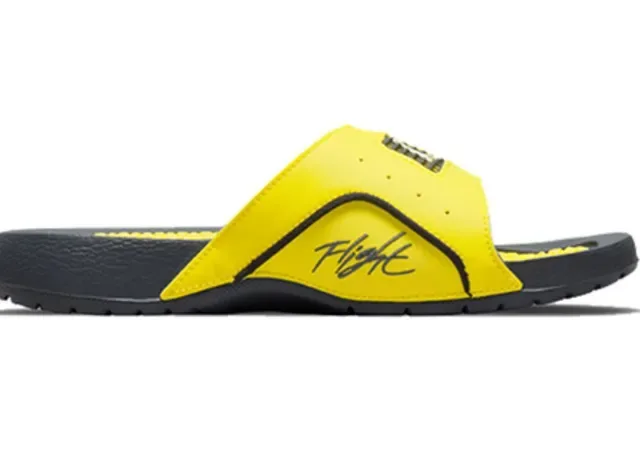 Air Jordan Yellow Black Molded Wave-Patterned Footbed Jumpman Logo Accent Slippers 8