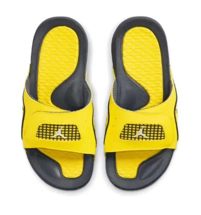 Air Jordan Yellow Black Molded Wave-Patterned Footbed Jumpman Logo Accent Slippers 9