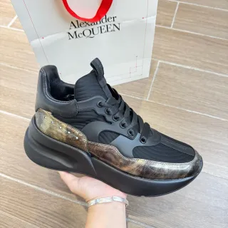 Alexander McQueen Black Gold Oversized Platform Sole Metallic Iridescent Side Panel Chunky Sneakers