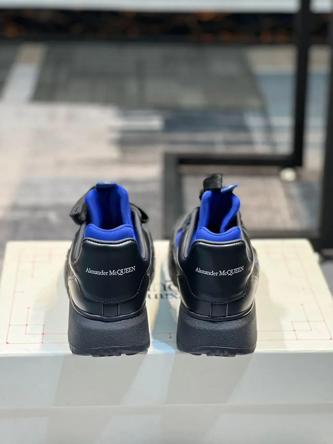 Alexander McQueen Oversized Sneaker Black and Royal Blue Lifestyle Sneakers 2