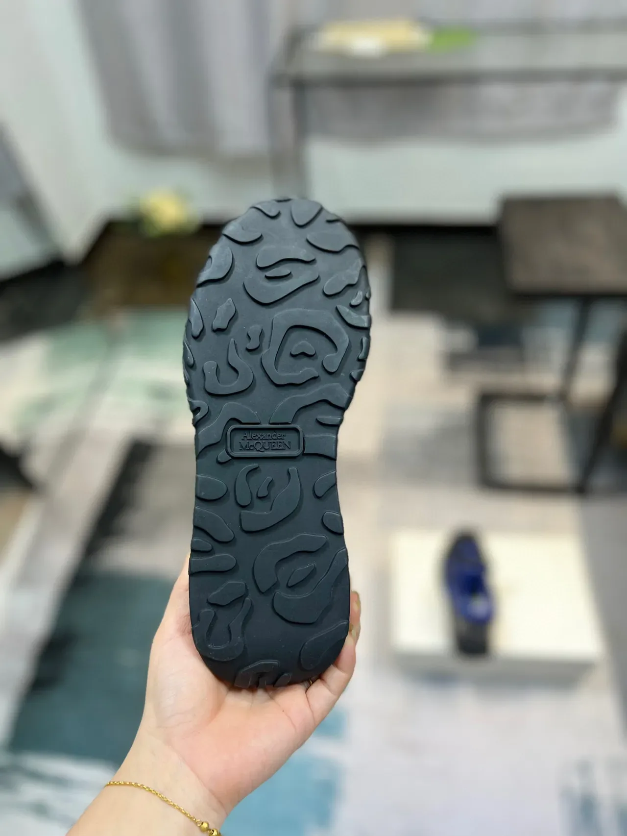 Alexander McQueen Oversized Sneaker Black and Royal Blue Lifestyle Sneakers 8