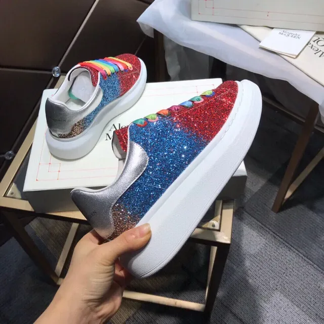 Alexander McQueen Oversized Sneaker Glitter Gradient Rainbow Lace Chunky Sneaker 4