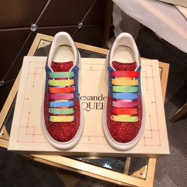Alexander McQueen Oversized Sneaker Glitter Gradient Rainbow Lace Chunky Sneaker 9