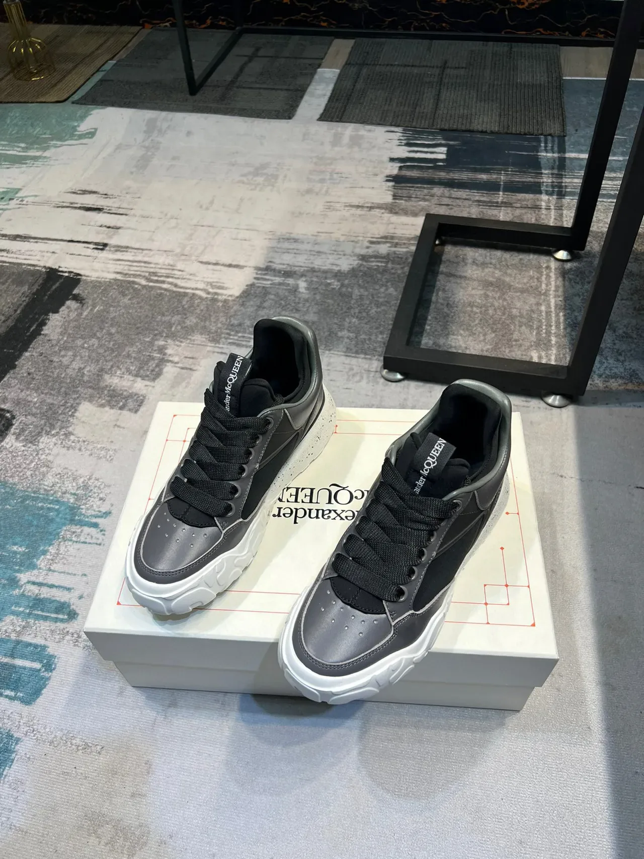 Alexander McQueen Tênis oversized Cinza Preto Branco Lifestyle Sneakers 5