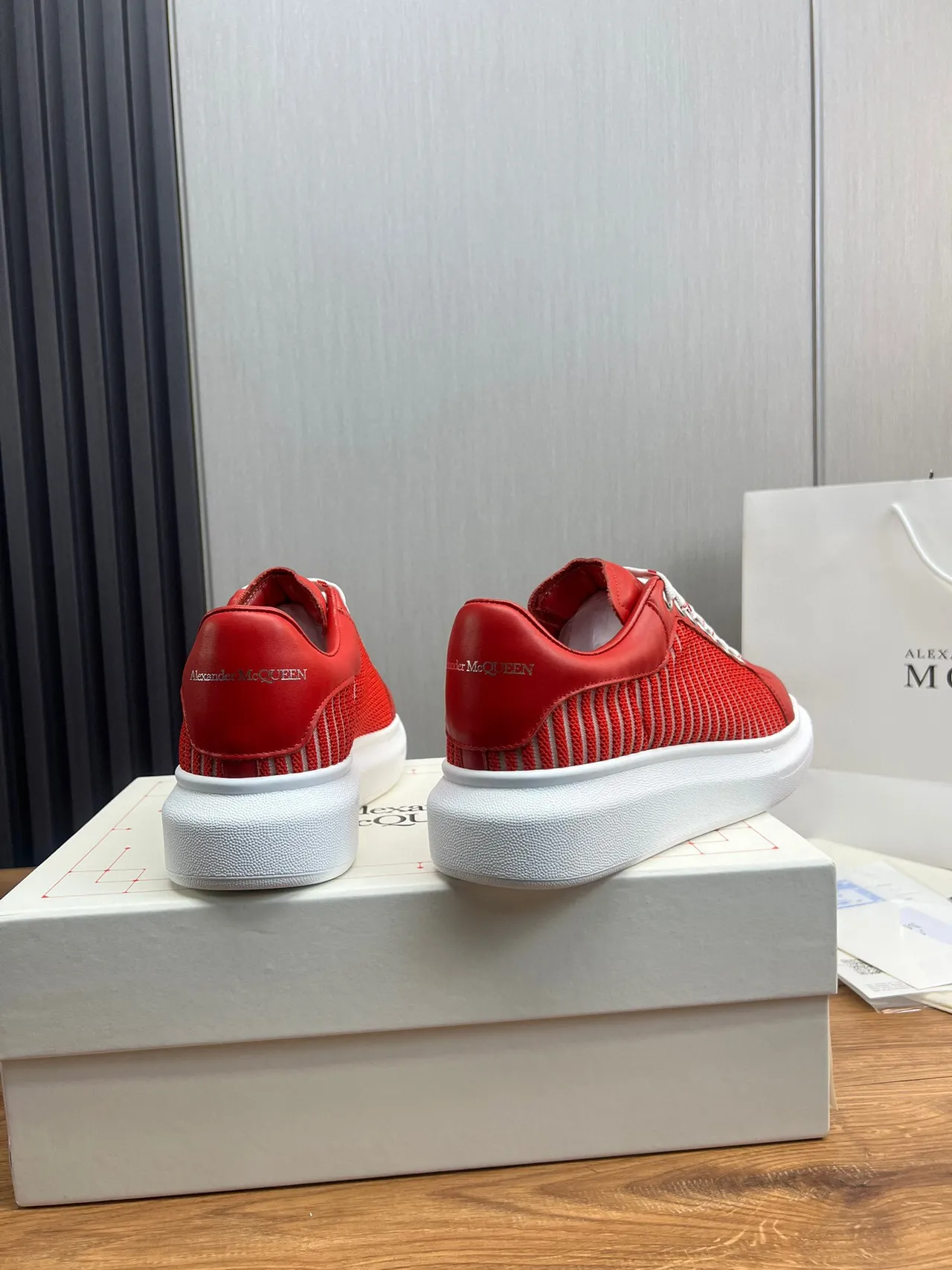 Alexander McQueen Oversized Sneaker Red and White Striped Lifestyle Sneakers 3