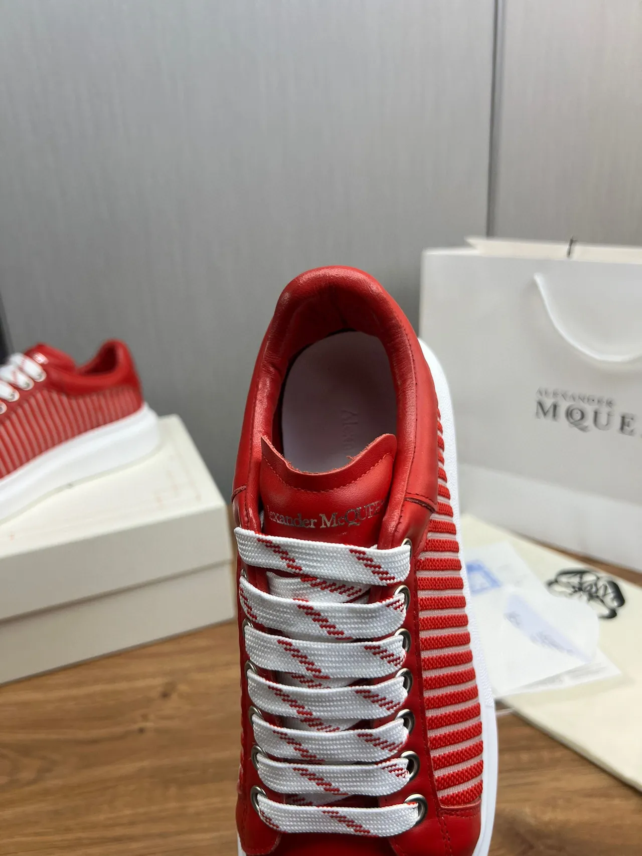 Alexander McQueen Oversized Sneaker Red and White Striped Lifestyle Sneakers 6
