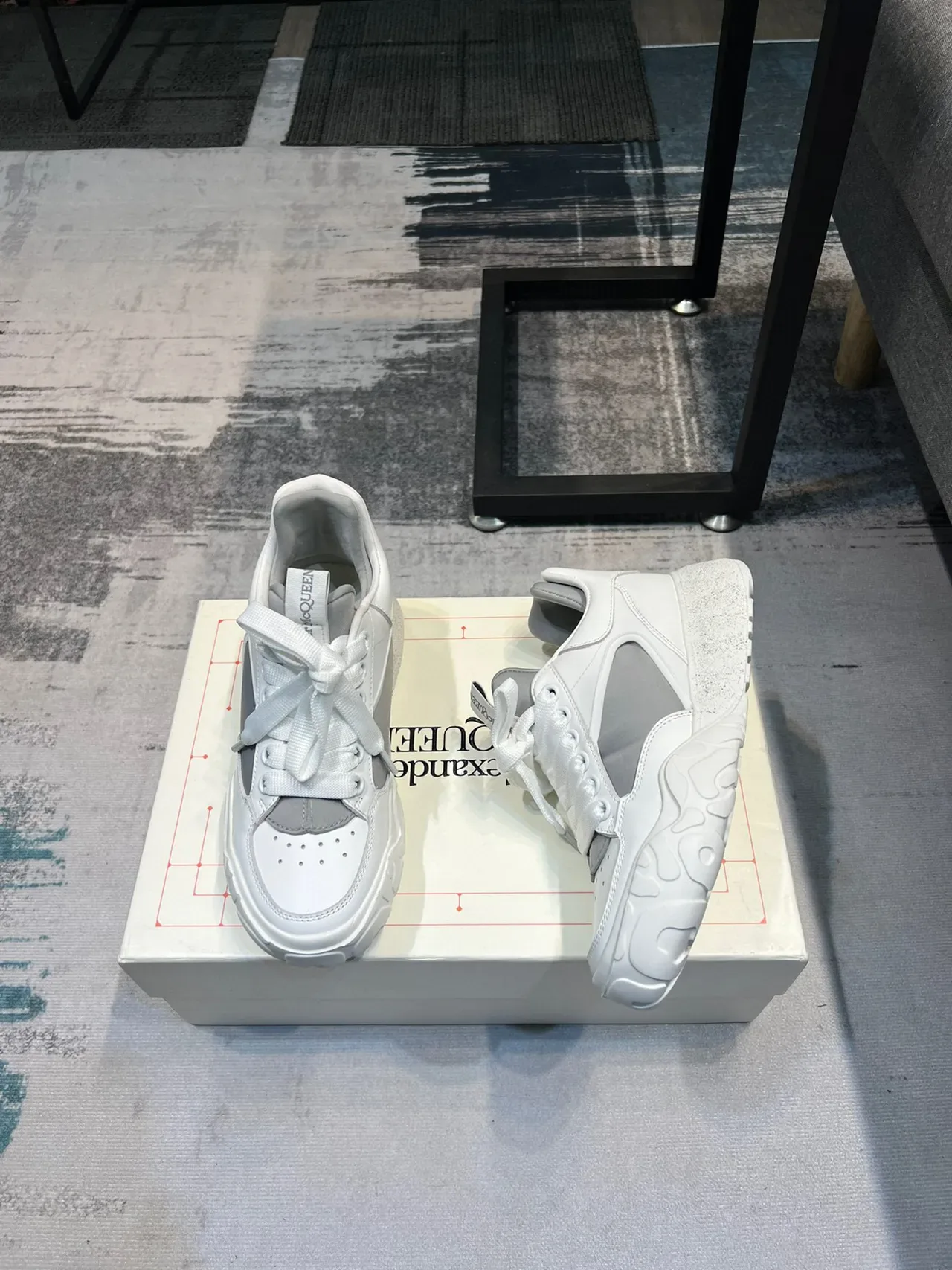 Alexander McQueen Oversized Sneaker White and Gray Chunky Sneakers 4