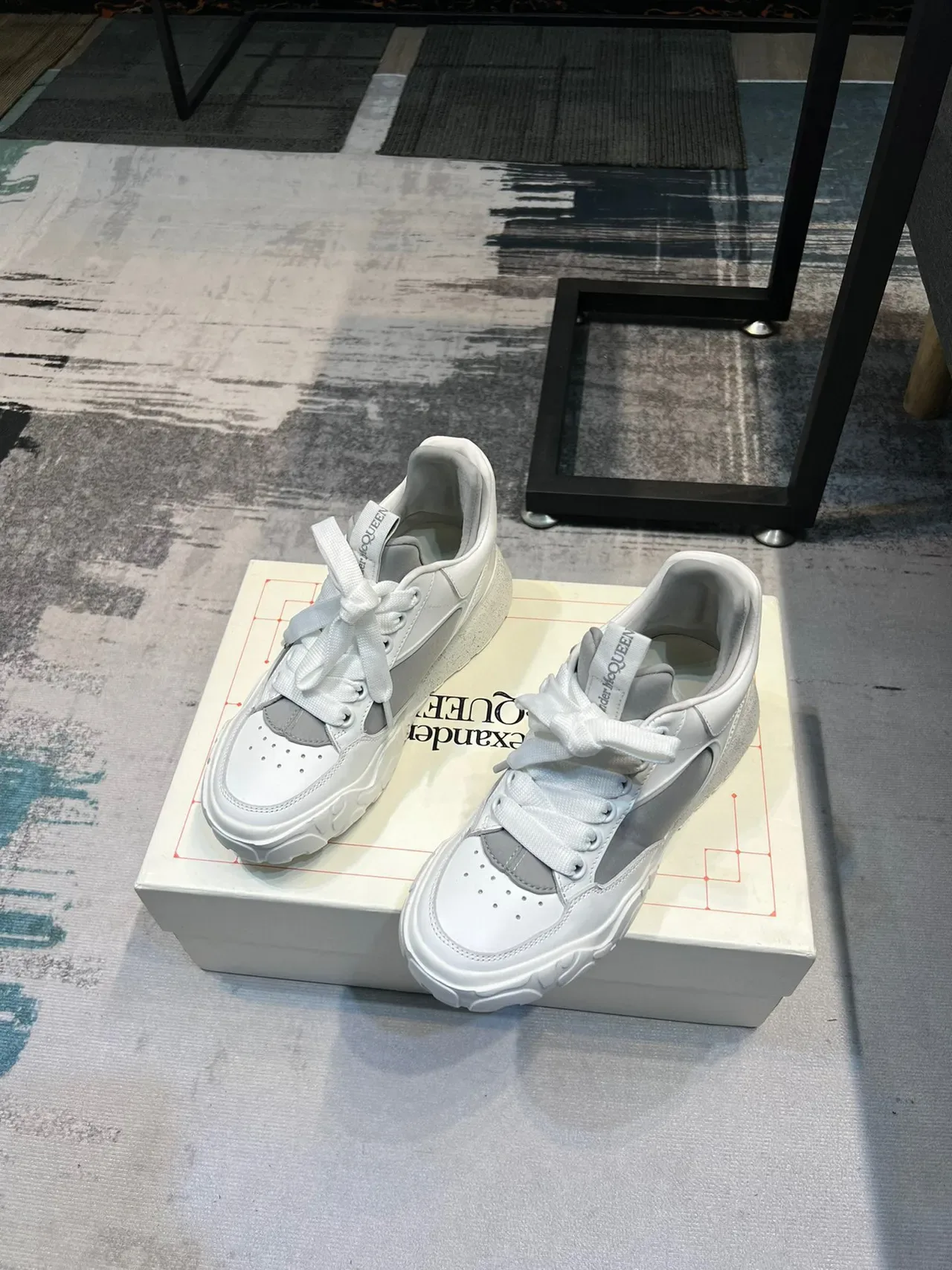 Alexander McQueen Oversized Sneaker White and Gray Chunky Sneakers 5