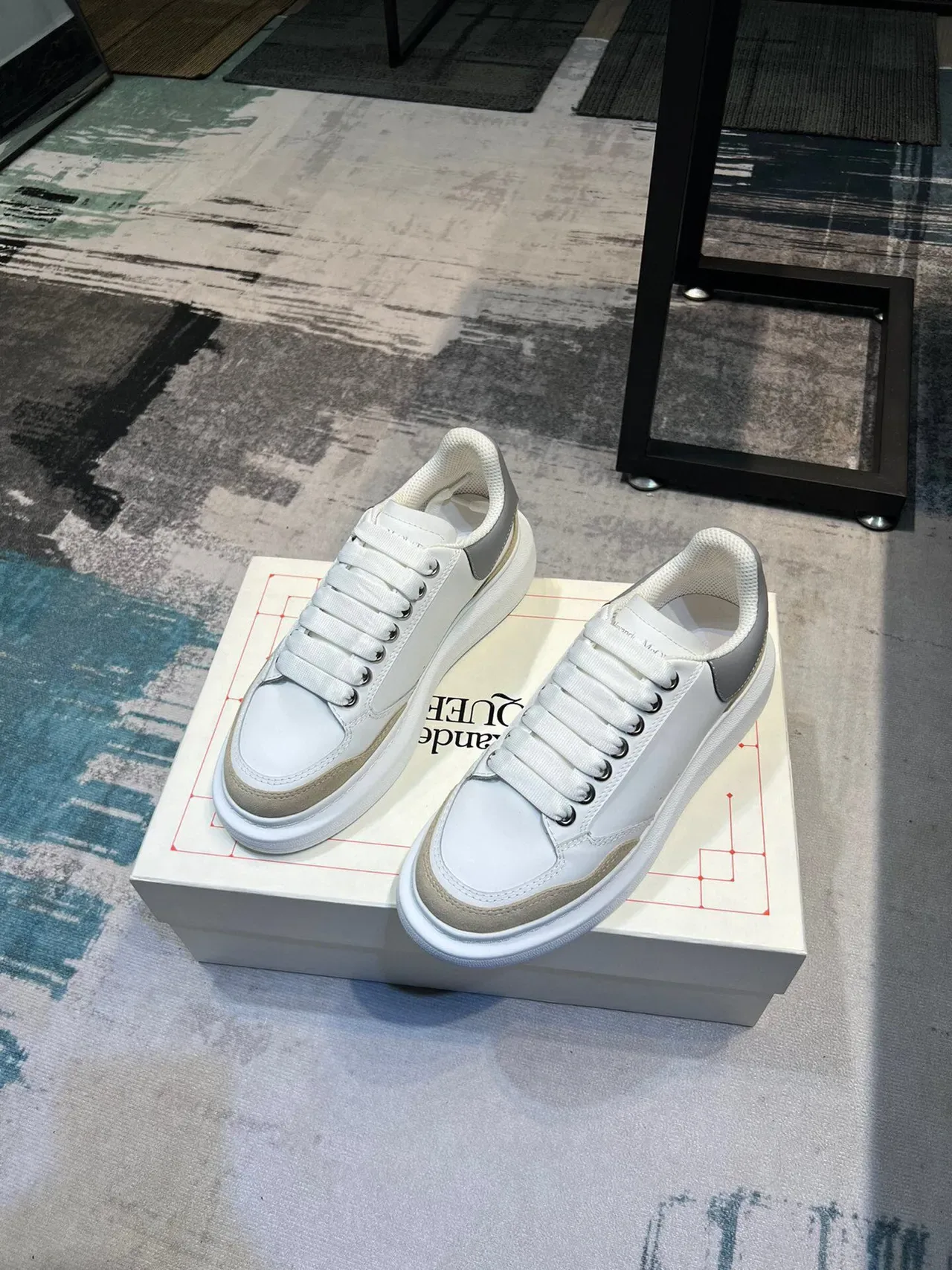 Alexander McQueen Oversized Sneaker White Beige Gray Lifestyle Sneakers 6