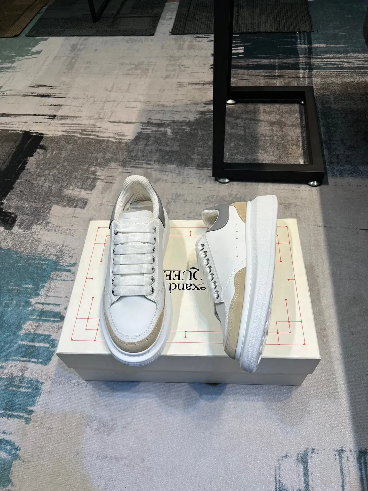 Alexander McQueen Oversized Sneaker White Beige Gray Lifestyle Sneakers 7