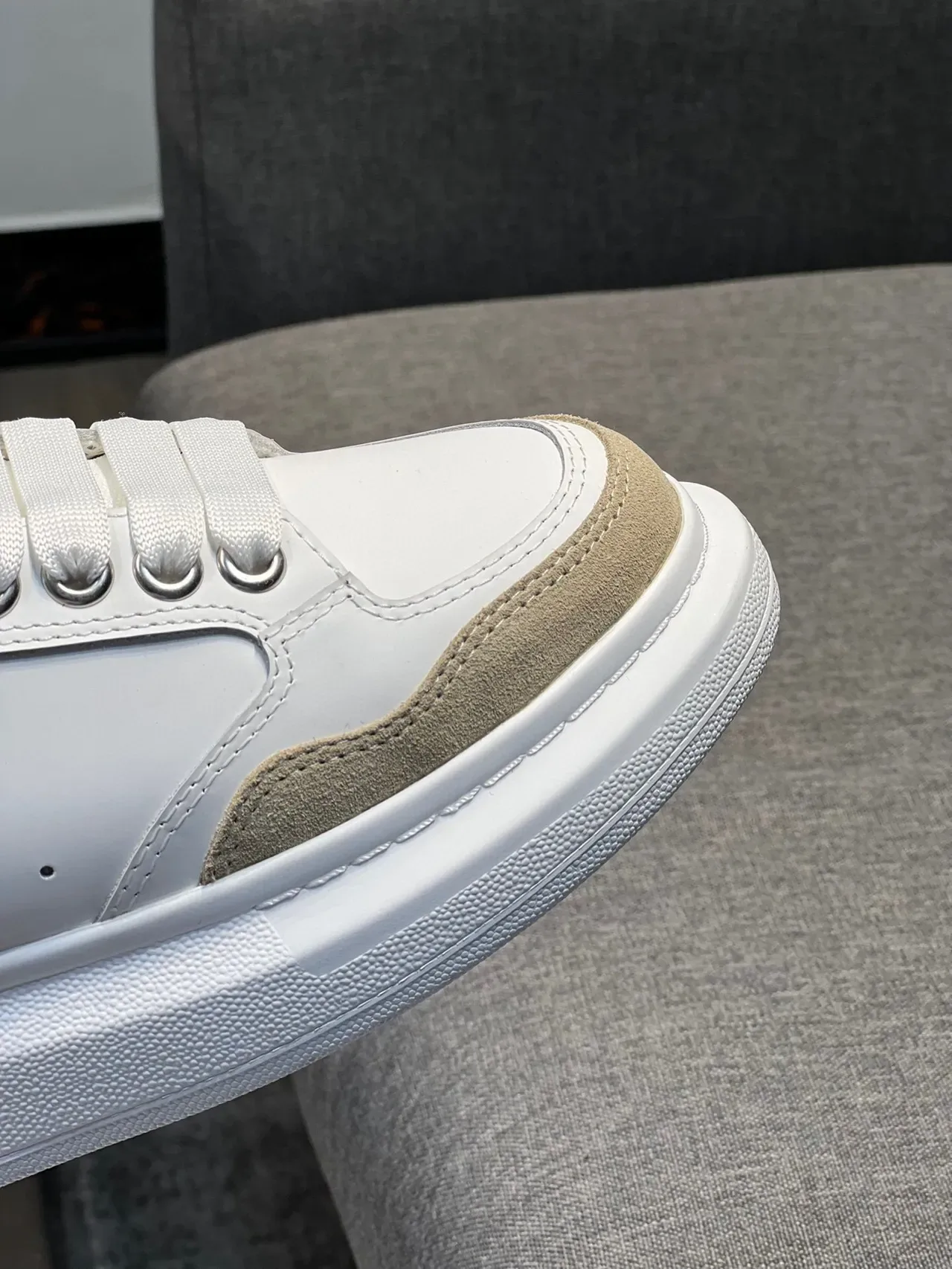 Alexander McQueen Oversized Sneaker White Beige Gray Lifestyle Sneakers 8