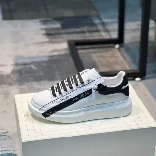 Alexander McQueen Oversized Sneaker White Black Logo Stripe Lifestyle Sneakers