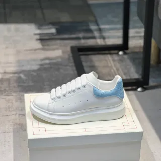 Alexander McQueen Oversized Sneaker White Blue Sole Perforated Toe Lifestyle Sneakers