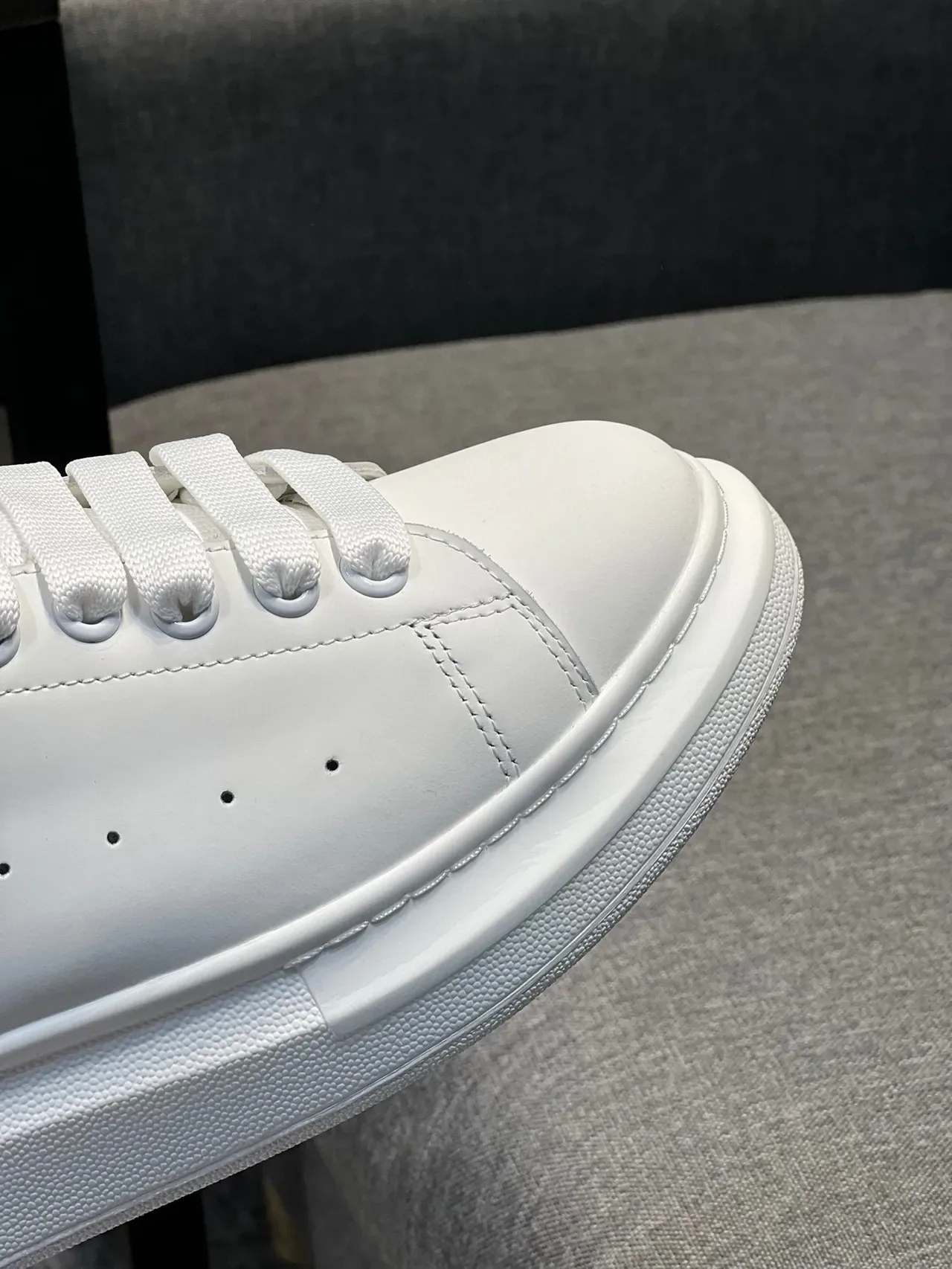 Alexander McQueen Oversized Sneaker White Blue Sole Perforated Toe Lifestyle Sneakers 3
