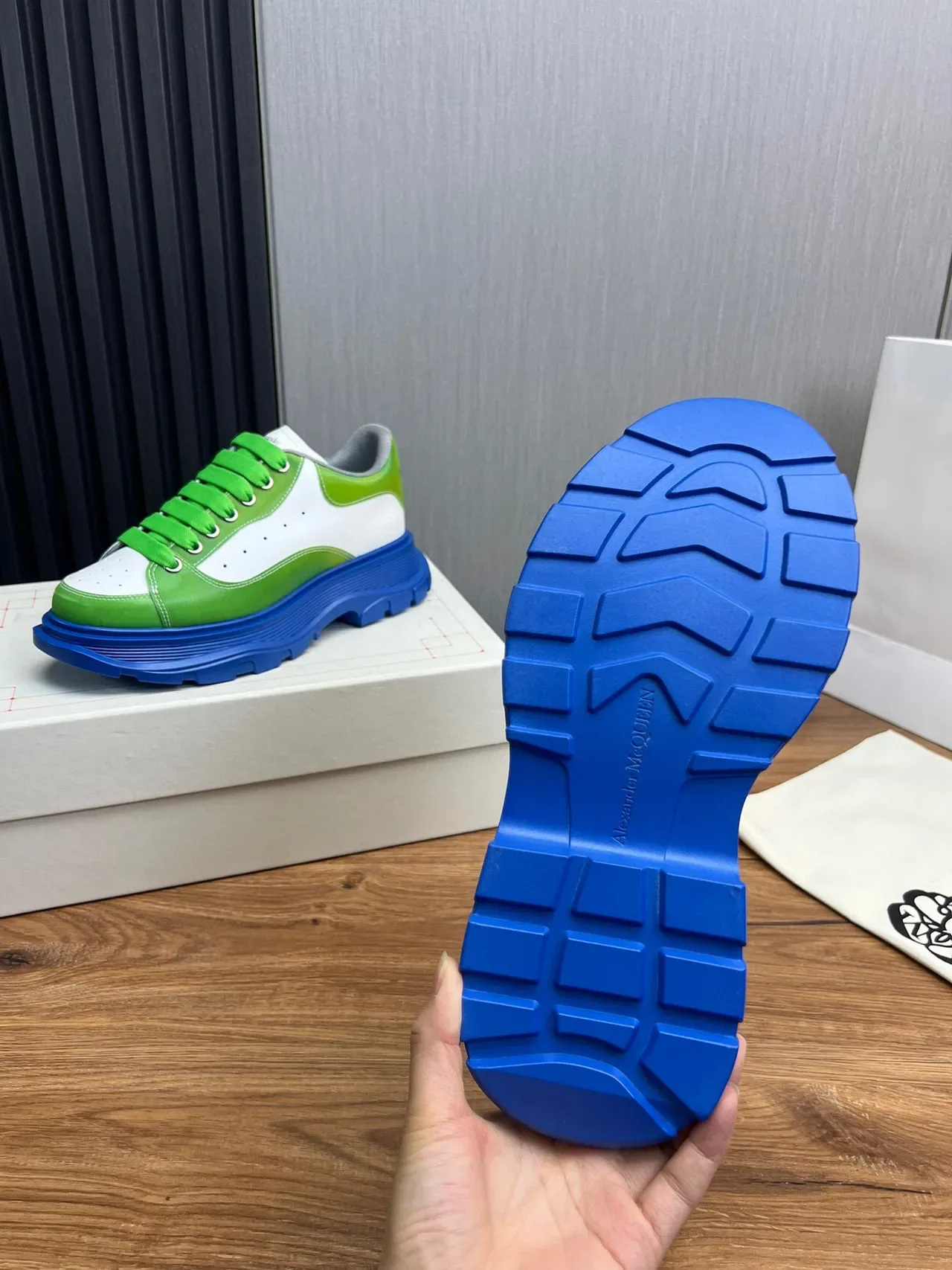 Alexander McQueen Oversized Sneaker White Green Blue Chunky Sneakers 2