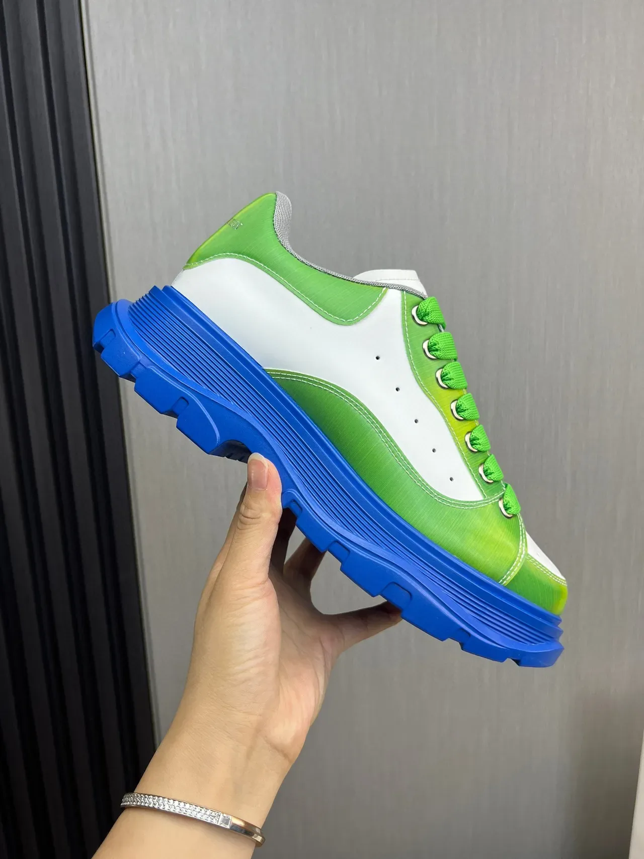Alexander McQueen Oversized Sneaker White Green Blue Chunky Sneakers 4