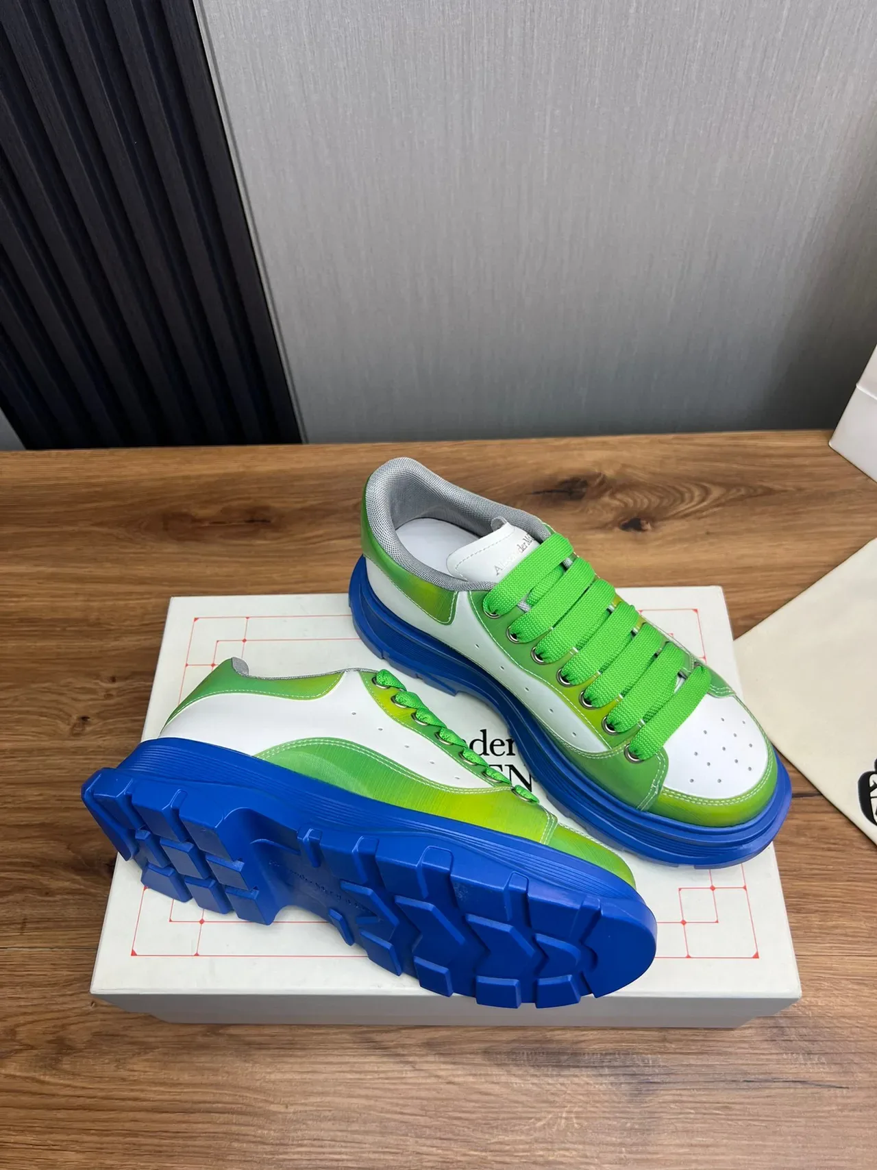 Alexander McQueen Oversized Sneaker White Green Blue Chunky Sneakers 5