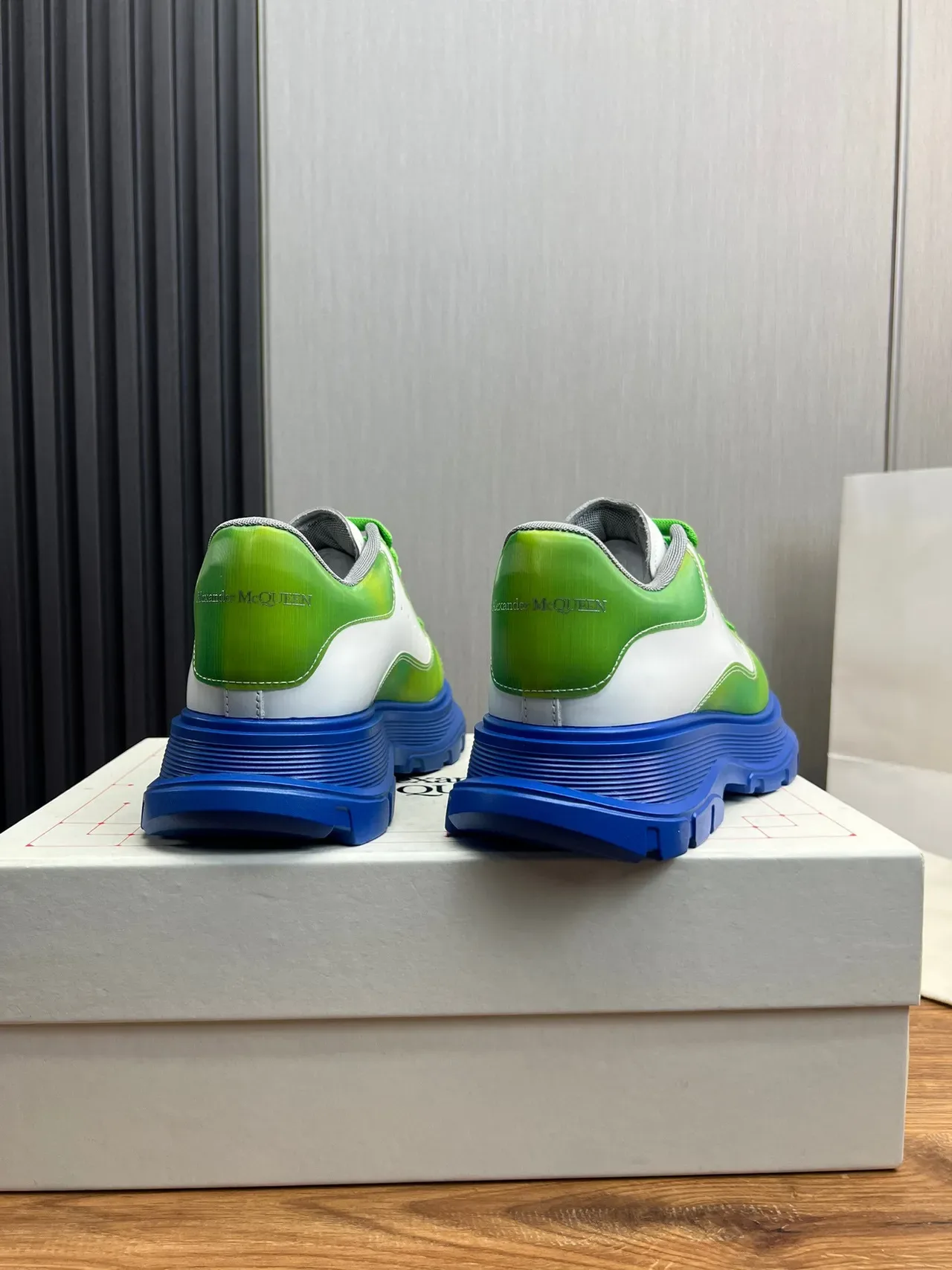 Alexander McQueen Oversized Sneaker White Green Blue Chunky Sneakers 6