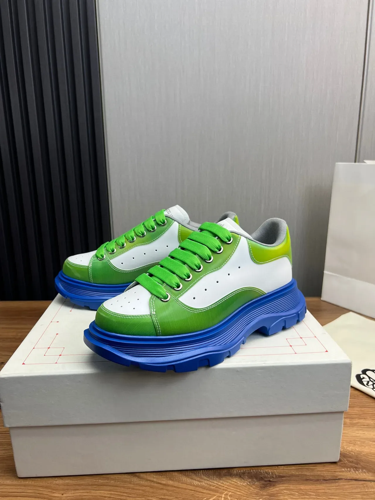 Alexander McQueen Oversized Sneaker White Green Blue Chunky Sneakers 8