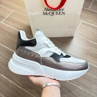 Alexander McQueen Oversized Sneaker White Iridescent Black Chunky Sneakers