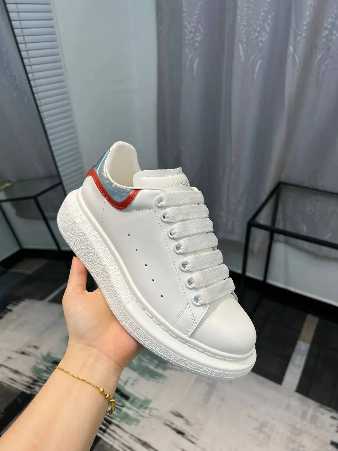 Alexander McQueen Oversized Sneaker White Red Silver Lifestyle Sneakers 6