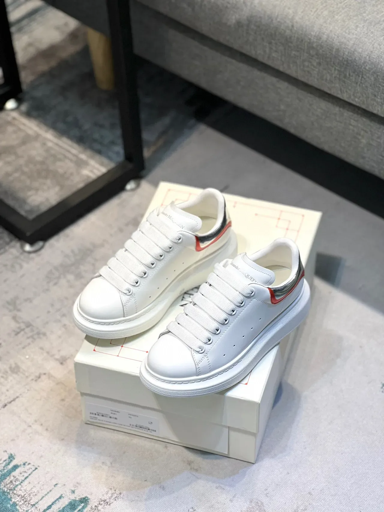 Alexander McQueen Oversized Sneaker White Red Silver Lifestyle Sneakers 7