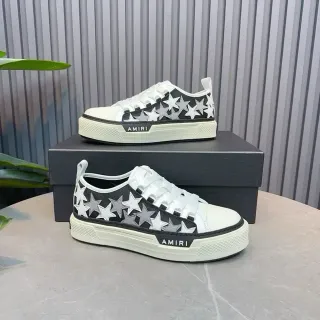 Amiri Black White Star-Embroidered Upper Platform Sole Lifestyle Sneakers