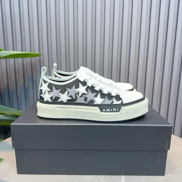 Amiri Chaussures Lifestyle Noir Blanc Brodées aux Étoiles avec Semelle de Plateforme Supérieure 2