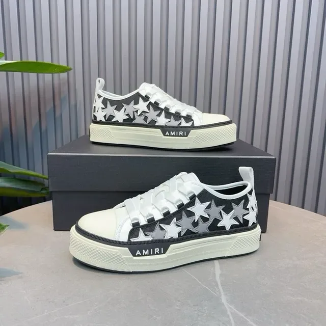 Amiri Chaussures Lifestyle Noir Blanc Brodées aux Étoiles avec Semelle de Plateforme Supérieure 5