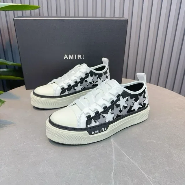 Amiri Chaussures Lifestyle Noir Blanc Brodées aux Étoiles avec Semelle de Plateforme Supérieure 6