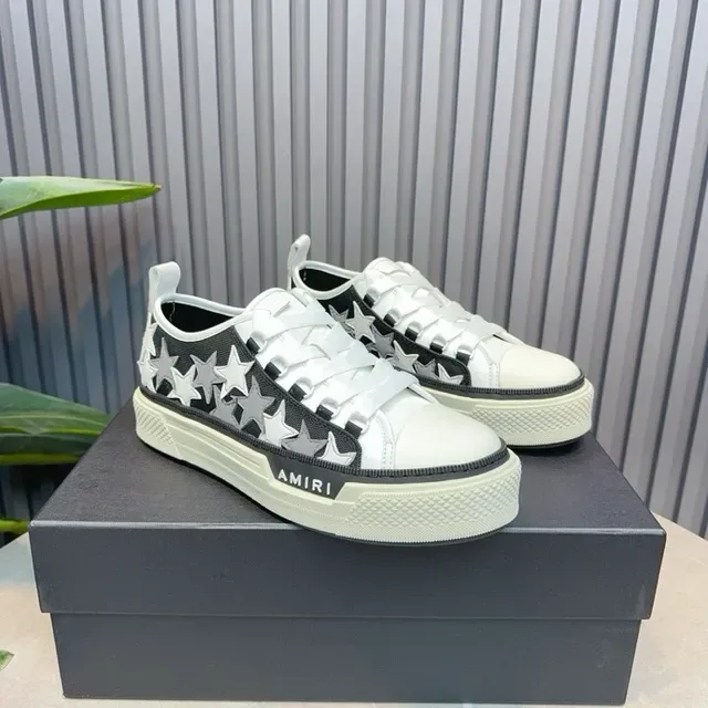 Amiri Chaussures Lifestyle Noir Blanc Brodées aux Étoiles avec Semelle de Plateforme Supérieure 7