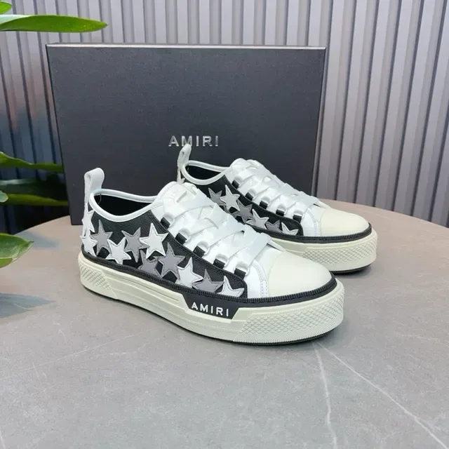 Amiri Chaussures Lifestyle Noir Blanc Brodées aux Étoiles avec Semelle de Plateforme Supérieure 8