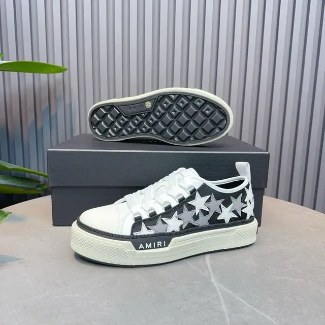 Amiri Chaussures Lifestyle Noir Blanc Brodées aux Étoiles avec Semelle de Plateforme Supérieure 9